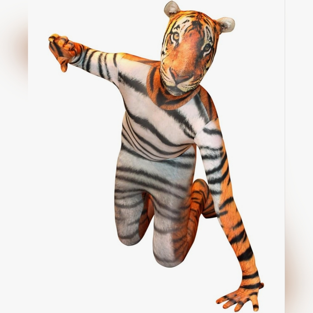 NEW Morphsuits Tiger Zip Up One Piece Animal Costume Kids Large Halloween